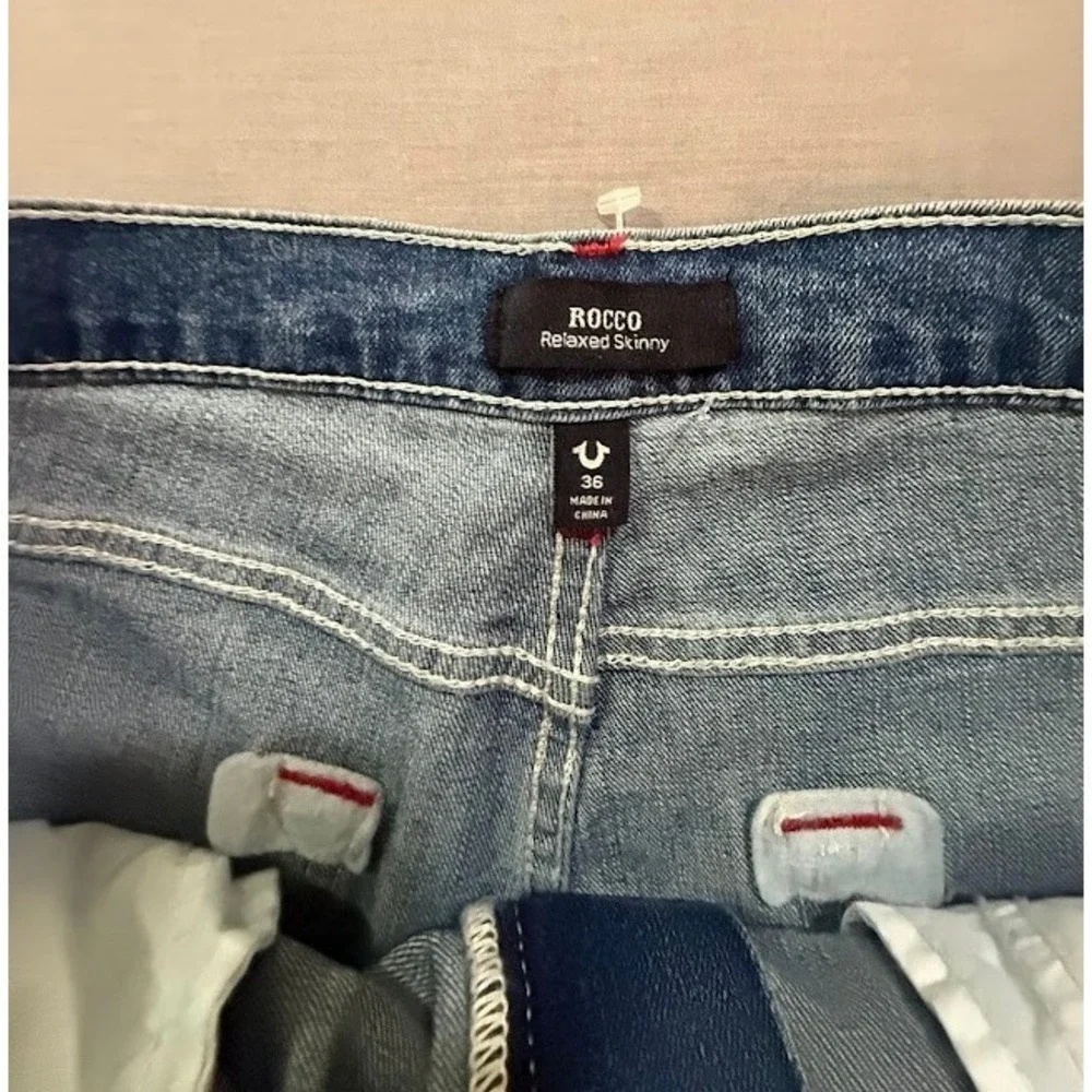 True Religion Rocco Moto Relaxed Skinny Jeans‎ Mens 36 X 31 M Speed Orchard Wash